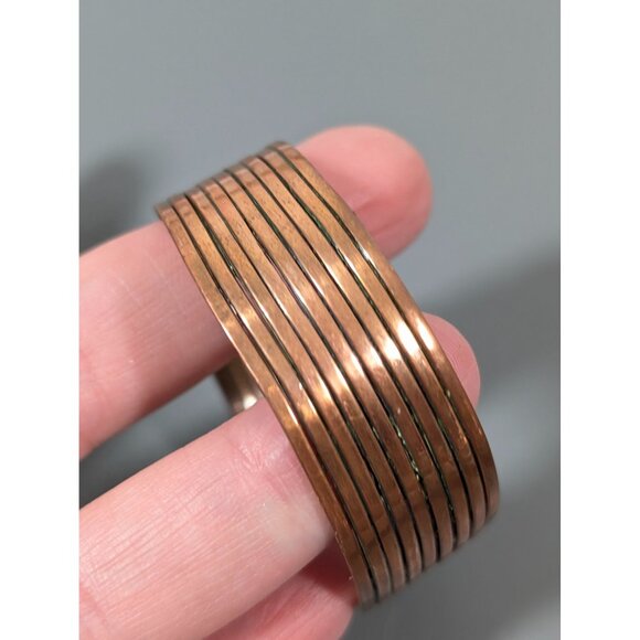 Vintage Copper Multi Bar Cuff Bracelet 6 inches - Picture 6 of 10